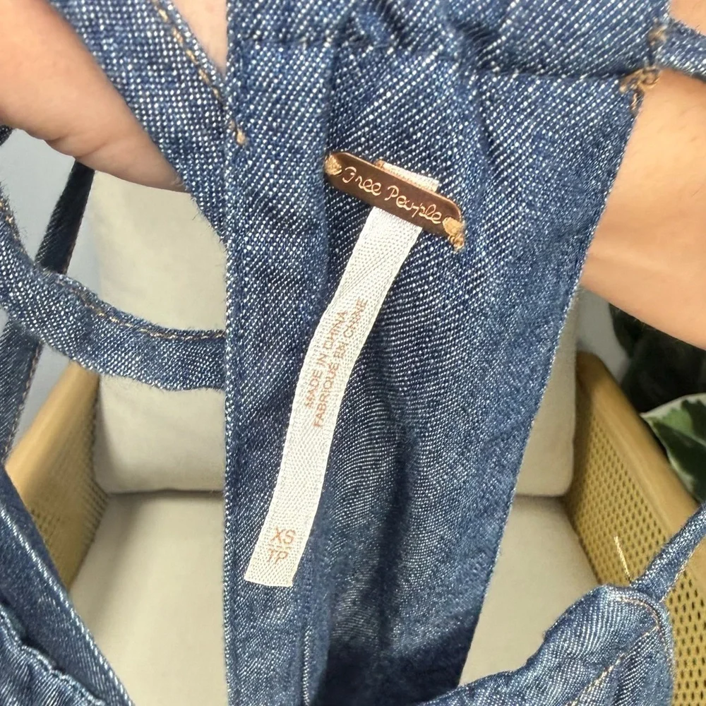 Free People Denim Halter Babydoll Dress
